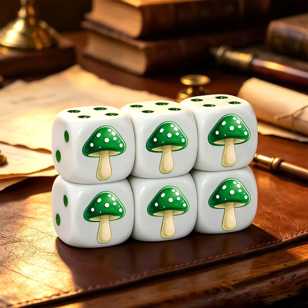 6Pcs Cute Green Mushroom D6 Di - đánh giá và giá Board Game Night