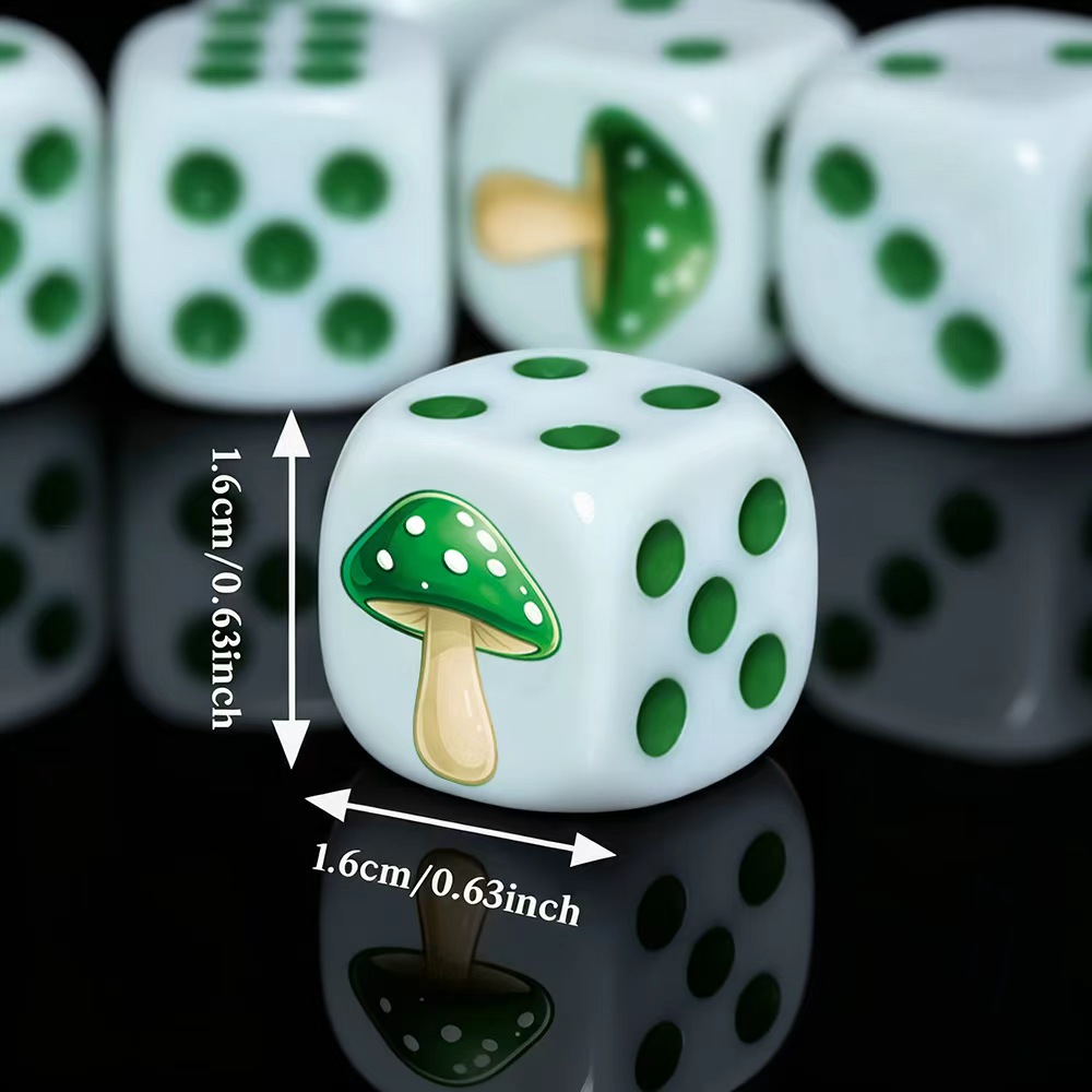 6Pcs Cute Green Mushroom D6 Di - đánh giá và giá Board Game Night