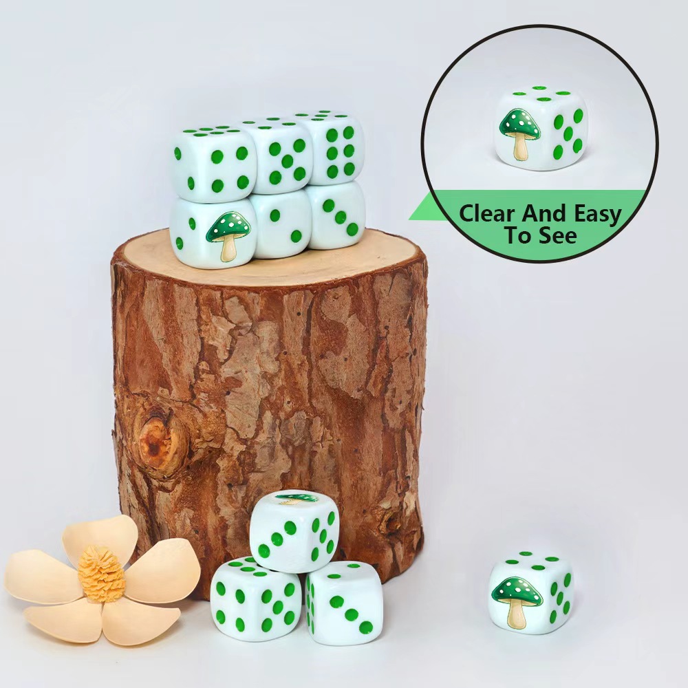 6Pcs Cute Green Mushroom D6 Di - đánh giá và giá Board Game Night