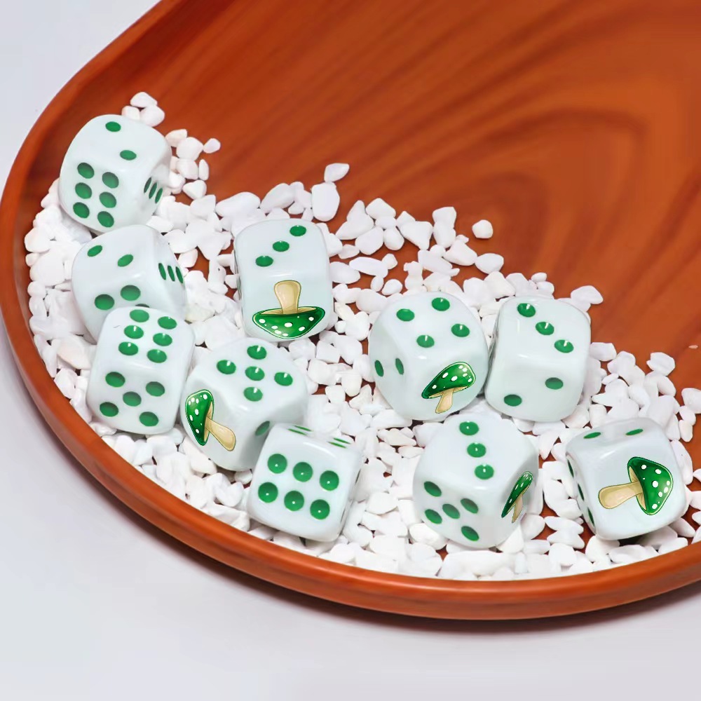 6Pcs Cute Green Mushroom D6 Di - đánh giá và giá Board Game Night