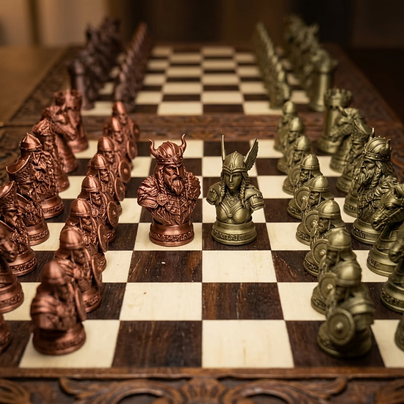 Viking Chess Pieces 3D Printed - đánh giá và giá Board Game Vikings