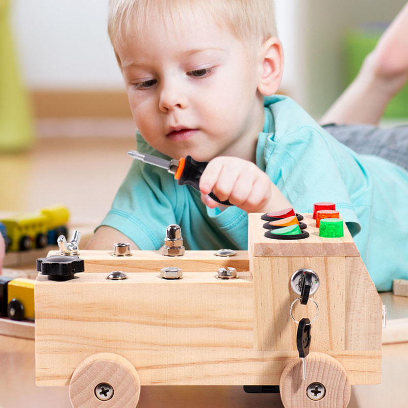 Wooden Montessori Busy Board S - đánh giá và giá Board Game Box